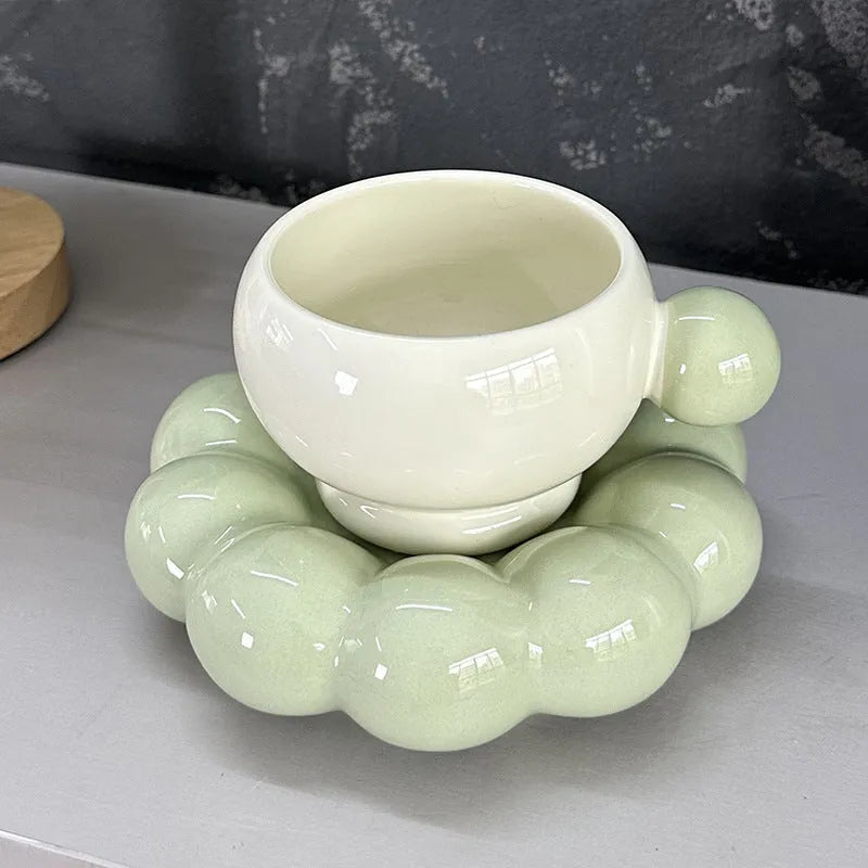 Ceramic coffee set with cup and dish in Nordic simple style, 250ml capacity, high temperature resistant