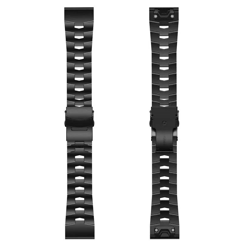 Garmin Jiaming Fenix series replacement watch strap in black, silver, or titanium colour with 22mm or 26mm width options