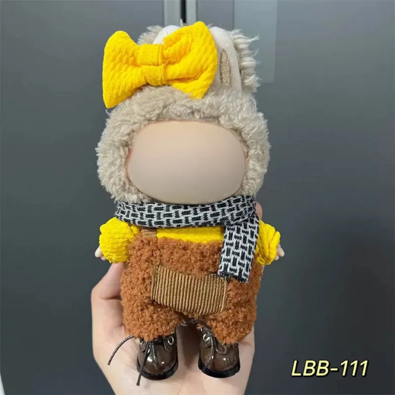 Plastic doll costume for a 17cm tall vinyl figurine on a white background.