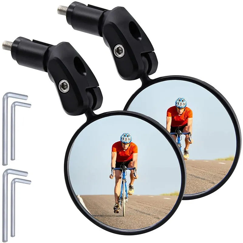 Foldable convex ABS bicycle rearview mirror for mountain and highway cycling safety