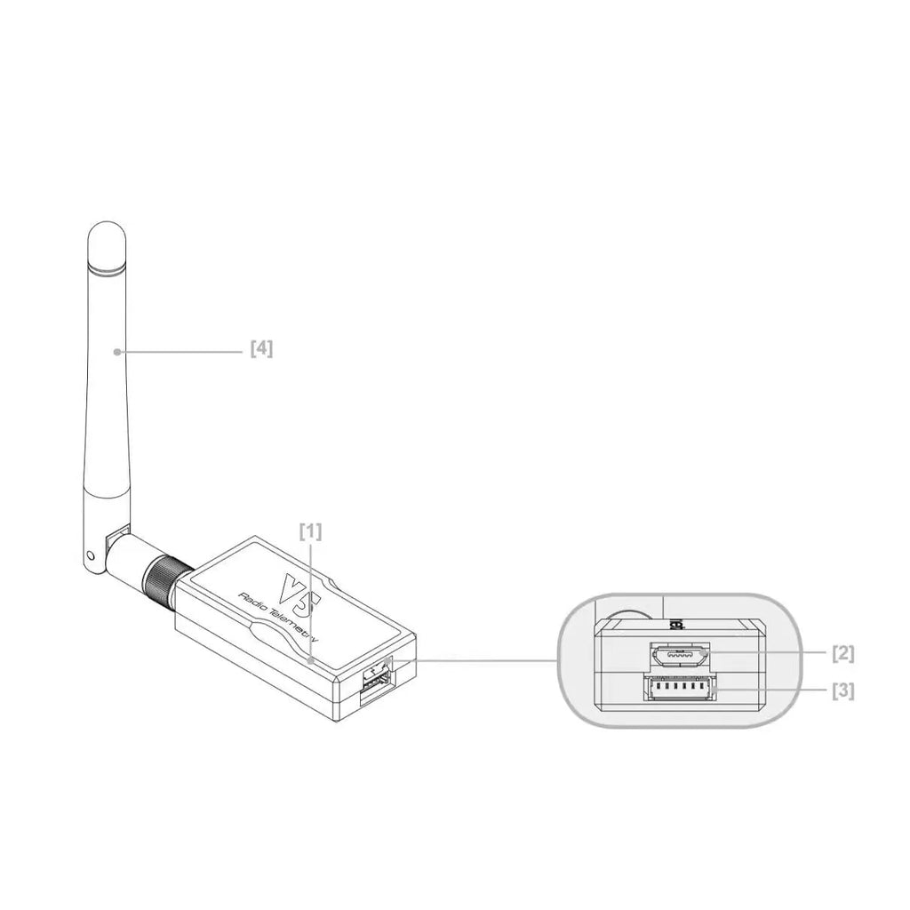 Radio telemetry V5 data transmission module, 433MHz or 915MHz, 500mW, battery powered, for UAV aviation models