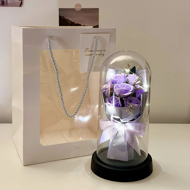 Bionic bouquet artificial flower arrangement in forming process with multiple colour options including gradient effects