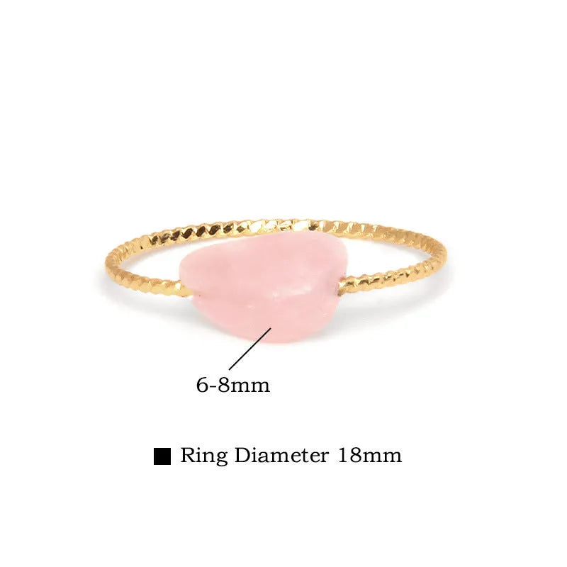 Geometric-shaped agate ring for women in a choice of eight colours on a neutral background.