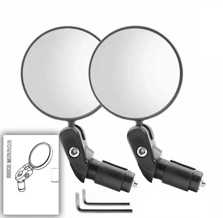 Foldable convex ABS bicycle rearview mirror for mountain and highway cycling safety