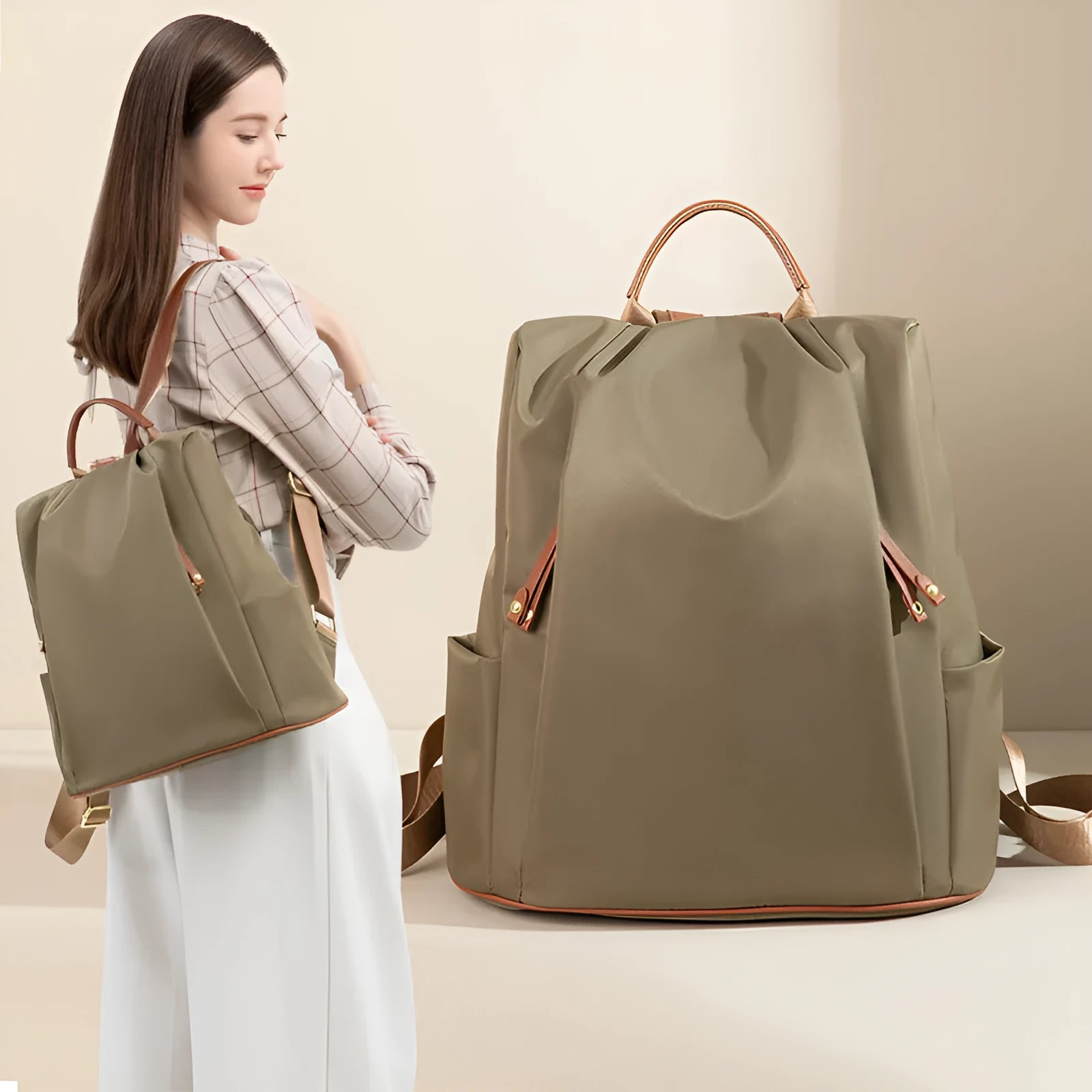 Fashion commuter large-capacity contrast colour nylon travel backpack with multiple pockets in urban simplicity style
