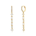 Sterling silver geometric tassel ear clips with colourful micro-inlaid zircon stones and clip-on fastening