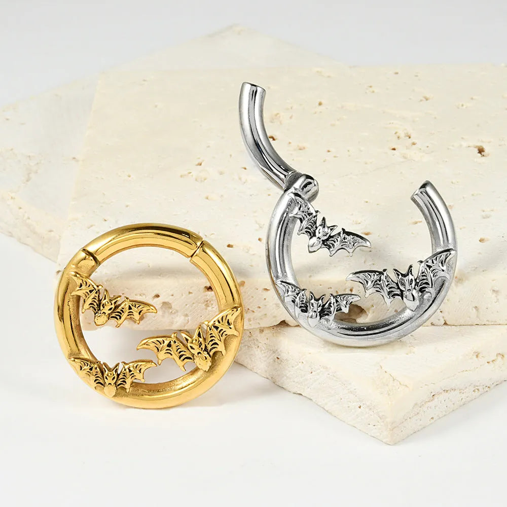 Stainless steel fashion earrings with geometric totem pattern in electroplated finish