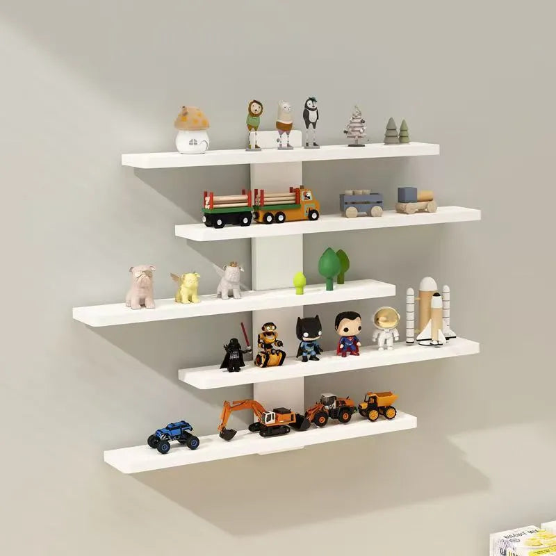 Five-tier wall-mounted PVC storage rack for blind boxes and toy display in choice of colours