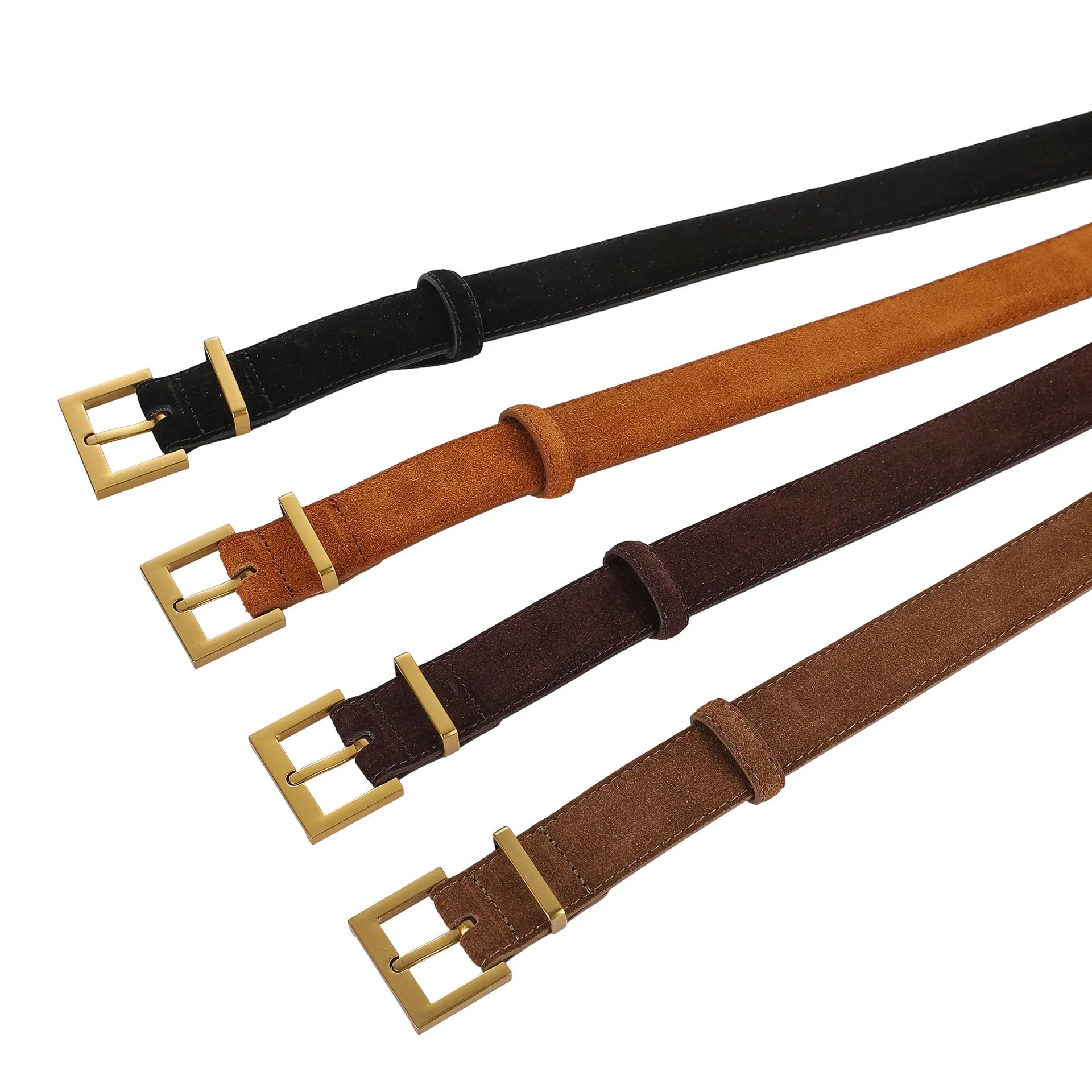 Ladies' black genuine leather belt with silver alloy quadrilateral pin buckle on 100cm length.