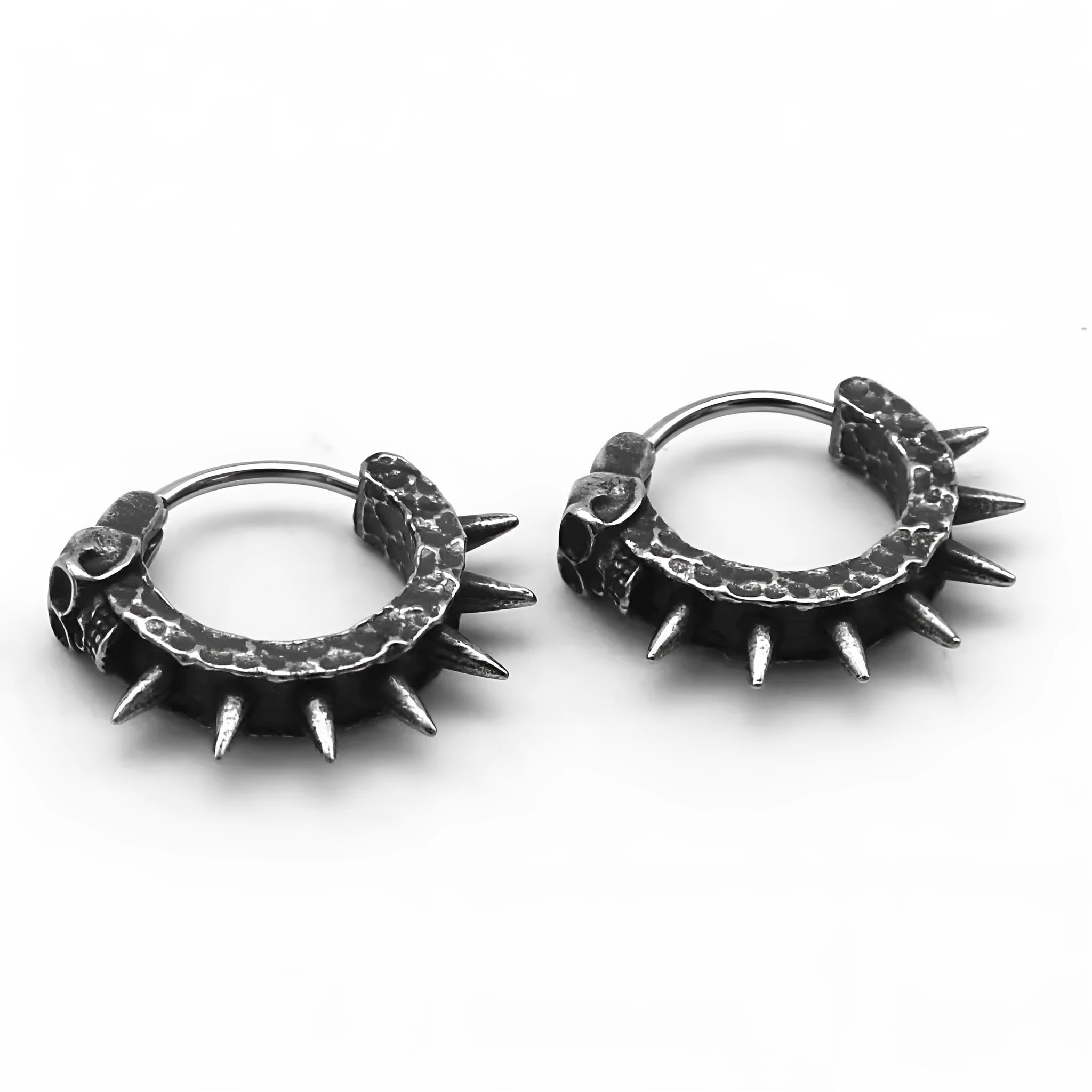 A pair of retro black geometric alloy earrings with a copper plastic punk motorcycle design theme.