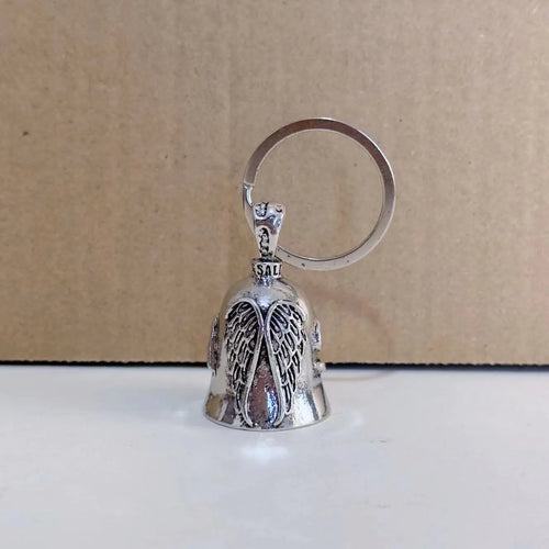 White vintage angel wings feather keychain and necklace set with electroplated finish