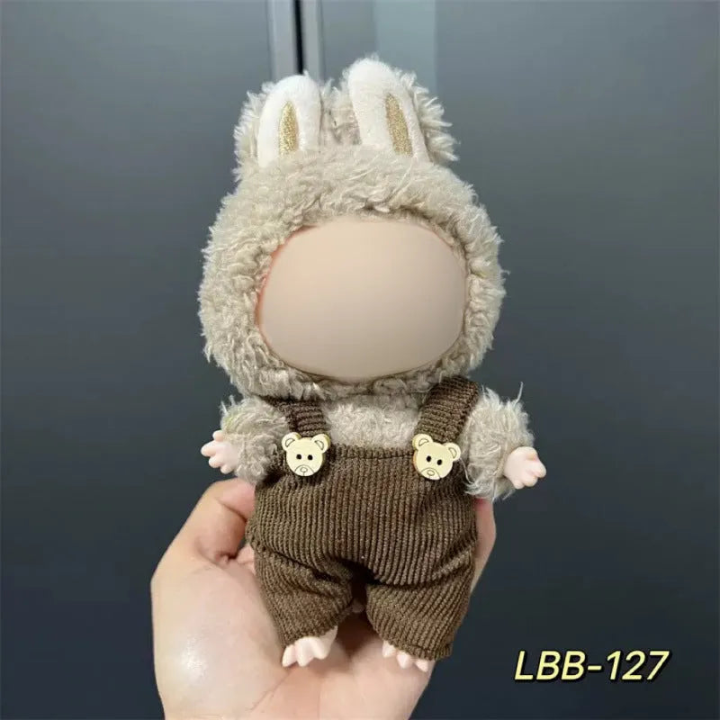 Plastic doll costume for a 17cm tall vinyl figurine on a white background.