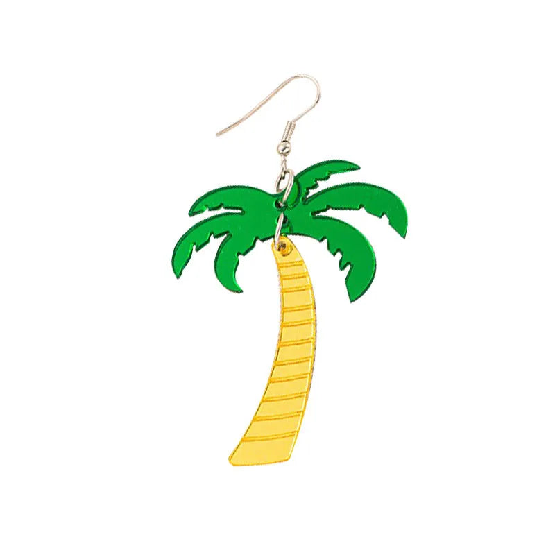 Acrylic Artocarpus heterophyllus design drop earrings with alloy hooks in one of five colour styles.