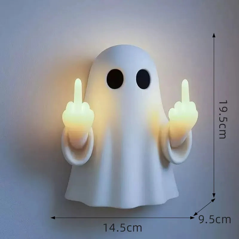 White plastic ghost night light statue Halloween decoration with modern simple style