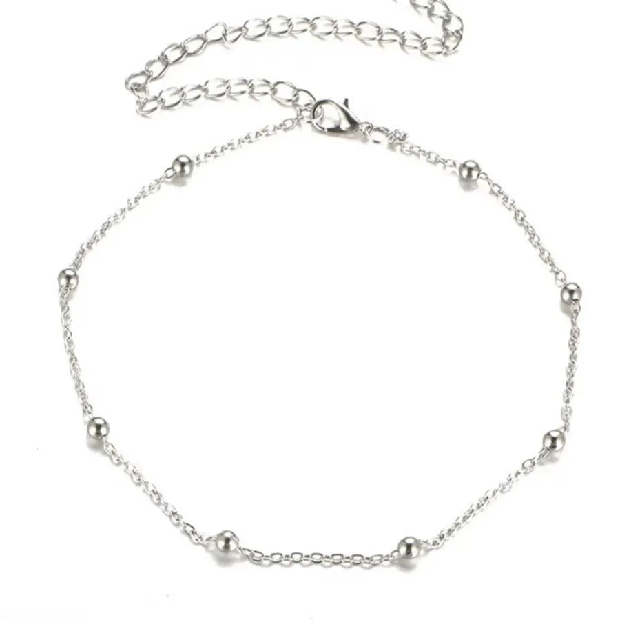 Gold or silver twisted chain anklet with geometric pendant for women
