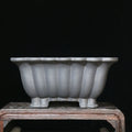 Purple sand ceramic square flower pot with 37cm diameter for desktop bonsai display