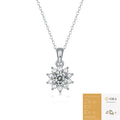 925 silver moissanite necklace with flower-shaped pendant and adjustable chain for women