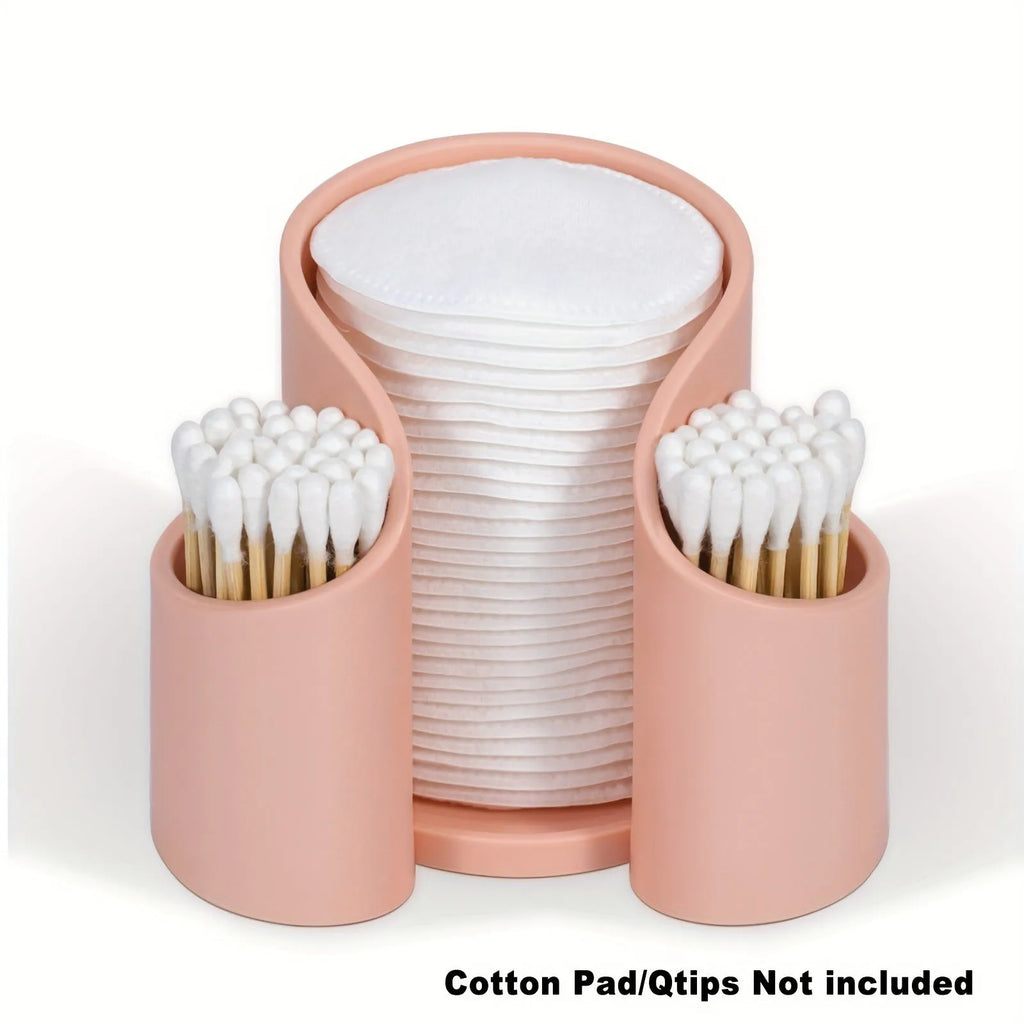 A solid colour plastic cotton box for dental floss storage, shown in black, blue, pink, and white colour options.