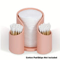 A solid colour plastic cotton box for dental floss storage, shown in black, blue, pink, and white colour options.