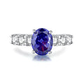Heart-shaped sterling silver ring with a diamond ice flower cut Tan Sang colour zircon stone.