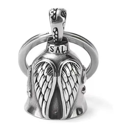 White vintage angel wings feather keychain and necklace set with electroplated finish