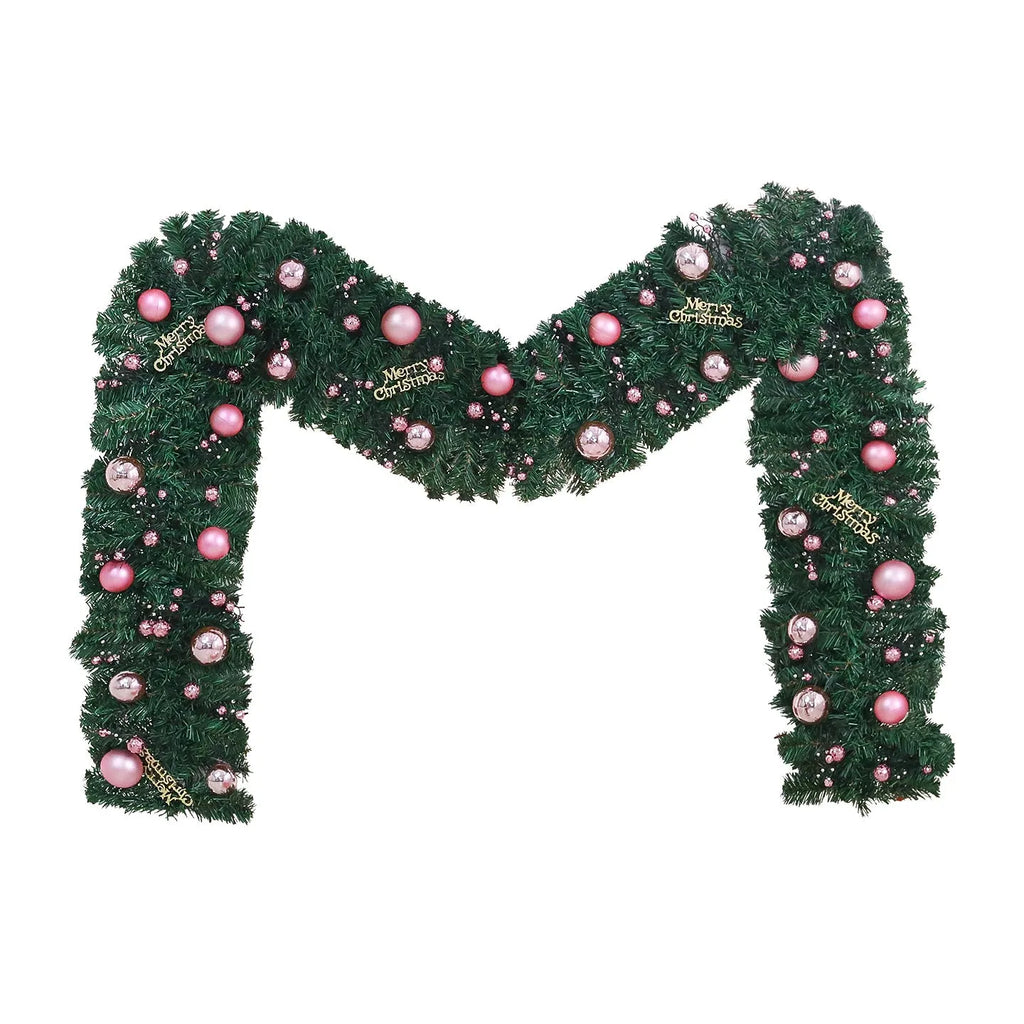 2.7 metre pink artificial Christmas rattan vine decoration with optional LED lights