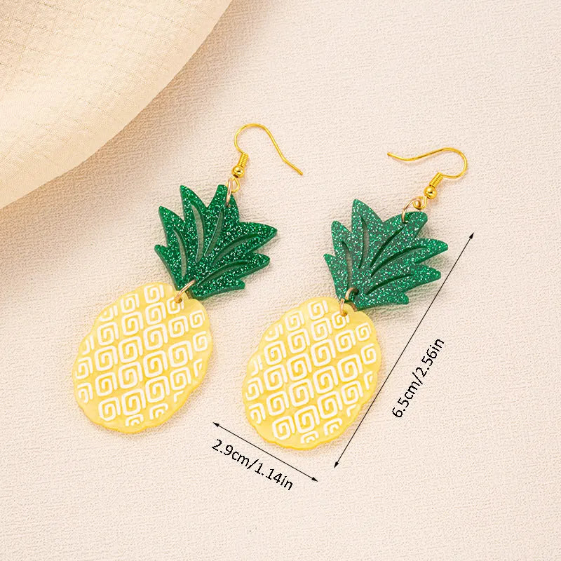 Acrylic Artocarpus heterophyllus design drop earrings with alloy hooks in one of five colour styles.
