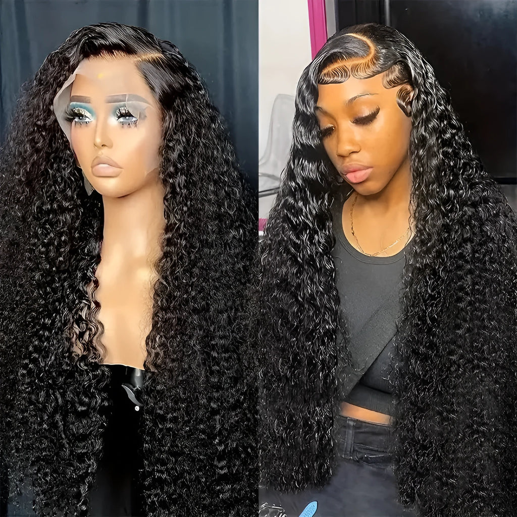 Fashion lace wig with small roll wound tube afro base and long curly hair with side bangs
