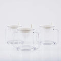 Transparent spill-proof drinking cup made of PP plastic with modern design.