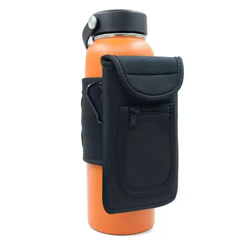 Fitness magnetic cup sleeve in various colours showing magnetic and carabiner closure styles