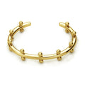 Stainless steel C-shaped bean bead with textured rivet detail for jewellery making