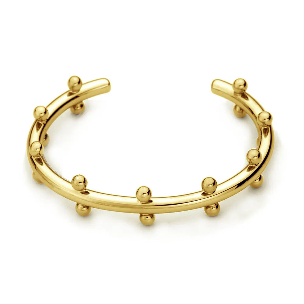 Stainless steel C-shaped bean bead with textured rivet detail for jewellery making