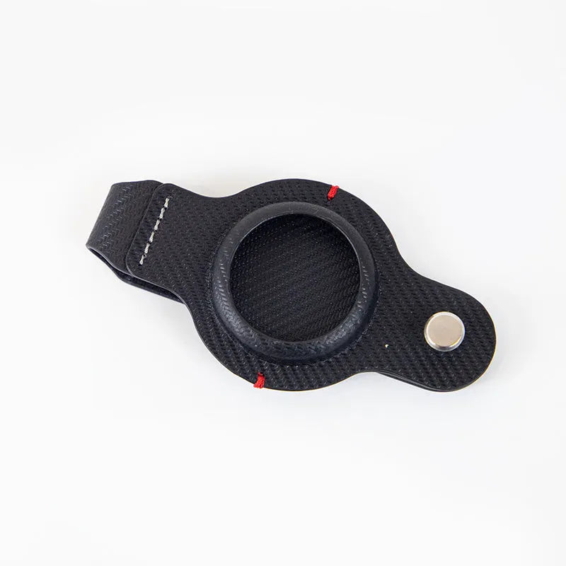 PU leather AirTag holder with key ring in black, for Apple AirTag tracker