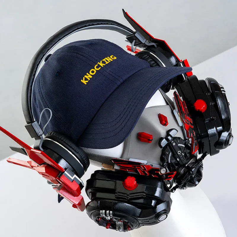 Men's Tech Mecha wireless Bluetooth headphones in plastic with sense of technology design, four colours available