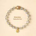 Hand-woven crystal bracelet with grey moonstone, sunstone, and strawberry quartz 6mm beads