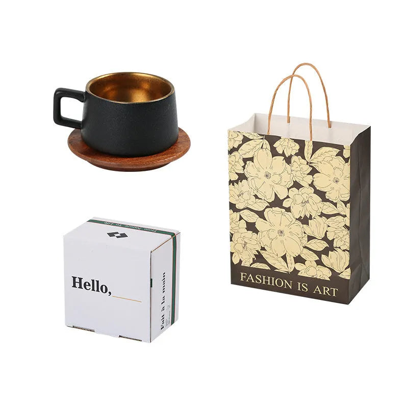 Afternoon tea gift tumbler coffee cup suit with gold-plated gift box packaging