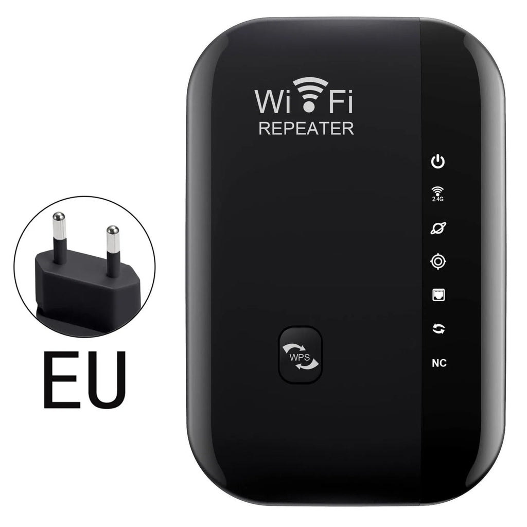 WiFi network extender with 10km range, WPS button, 2.4GHz, ABS body, black colour