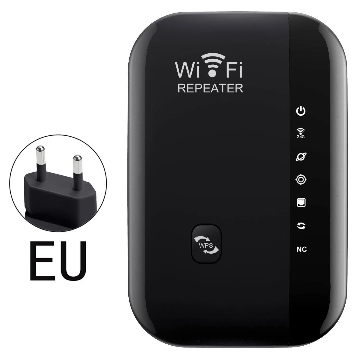 WiFi network extender with 10km range, WPS button, 2.4GHz, ABS body, black colour