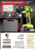 Brushless cordless impact drill 21V 300W with lithium batteries and 10mm chuck for wood steel concrete drilling