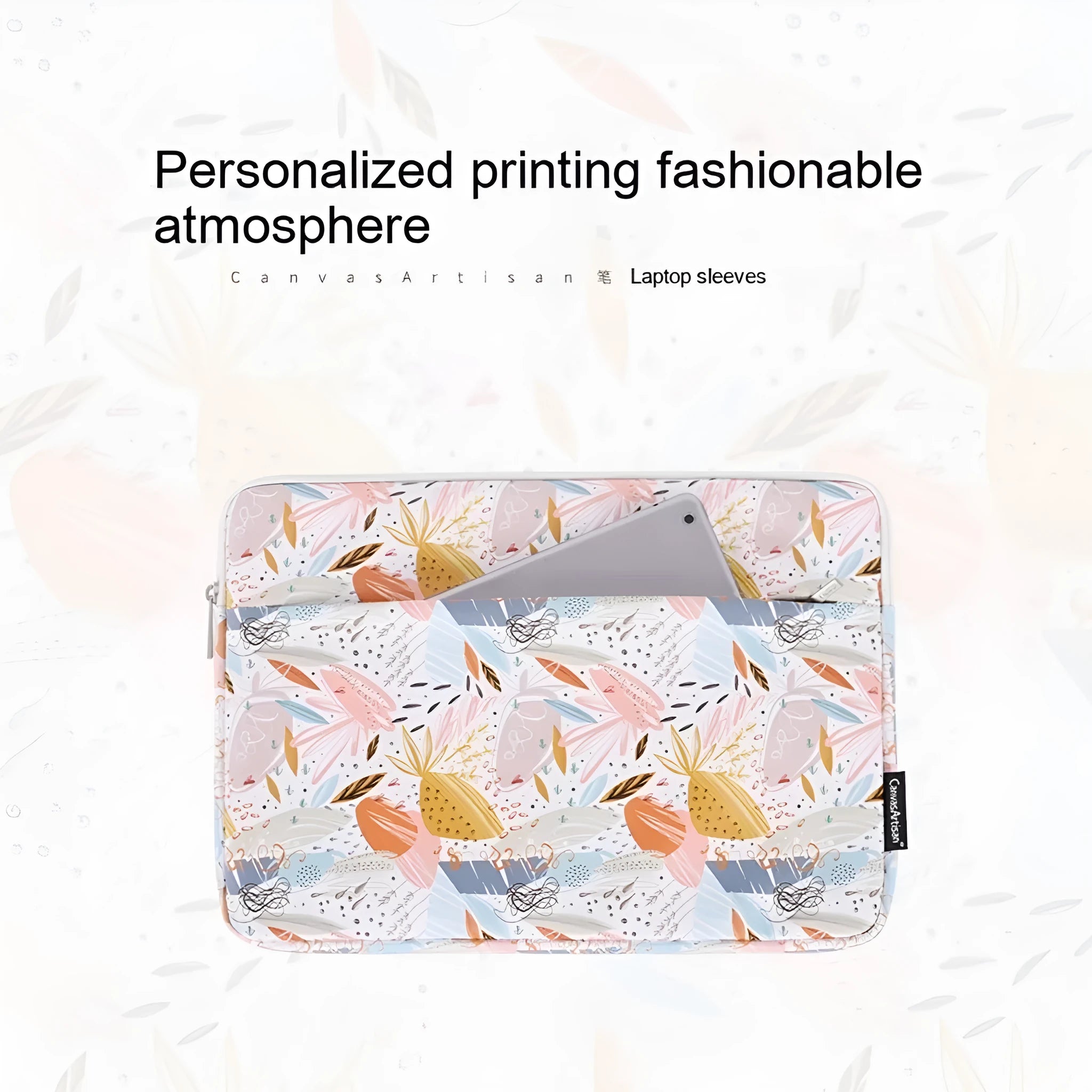White PU leather laptop inner sleeve for 14 inch computers, showing simple design.