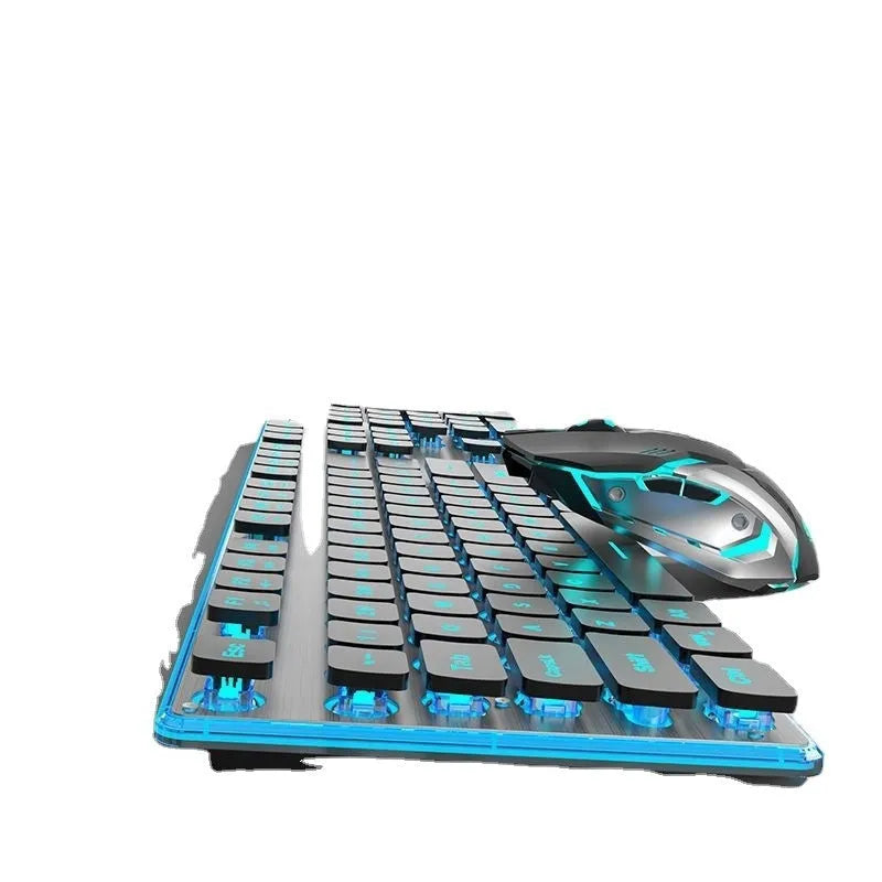 Wireless Bluetooth keyboard with mute button in cherry blossom pink colour on desk