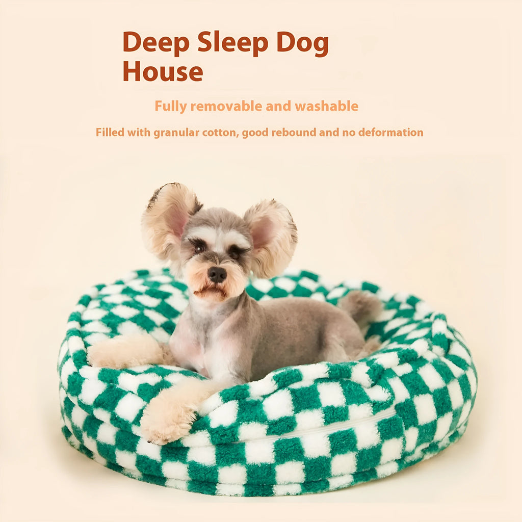 Universal dog kennel with removable washable cover in green, 60cm diameter