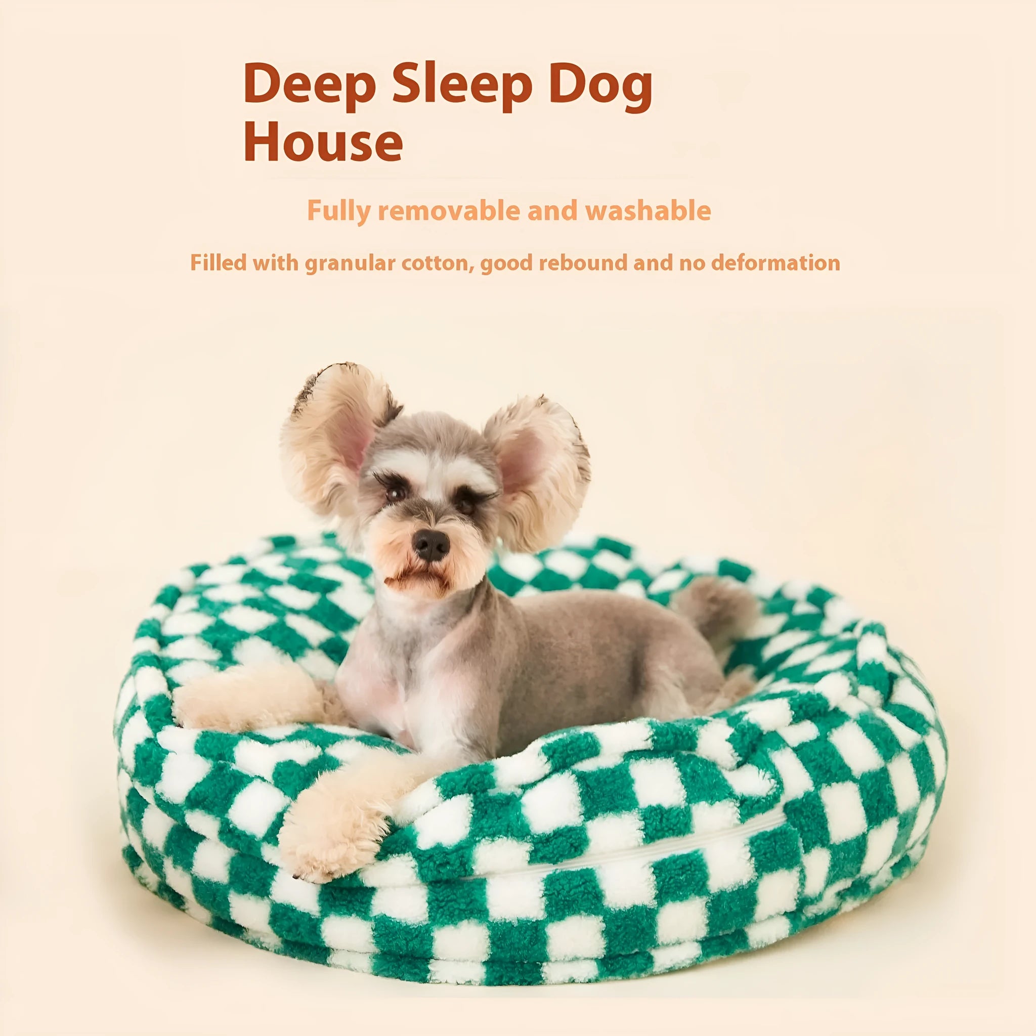 Universal dog kennel with removable washable cover in green, 60cm diameter