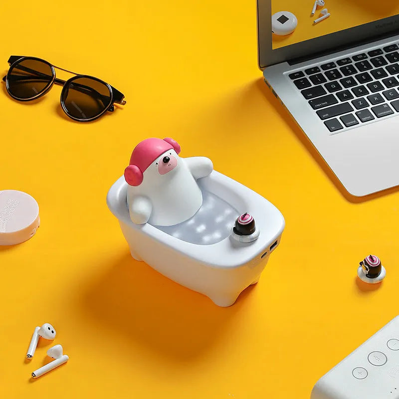 White USB-powered desktop air humidifier with large water tank on a desk.