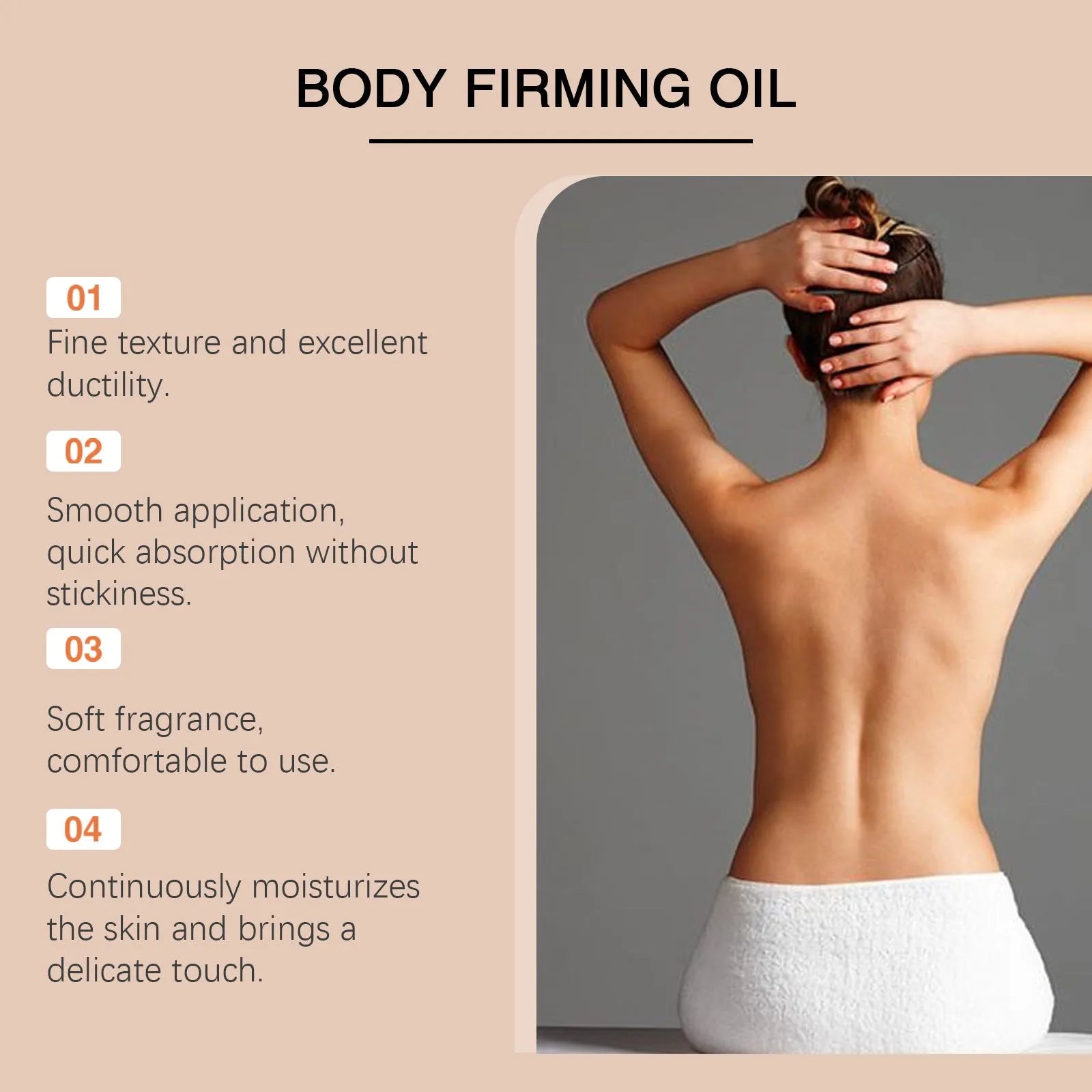 100ml nourishing firming body oil bottle with hyaluronic acid and vitamin E for dry skin