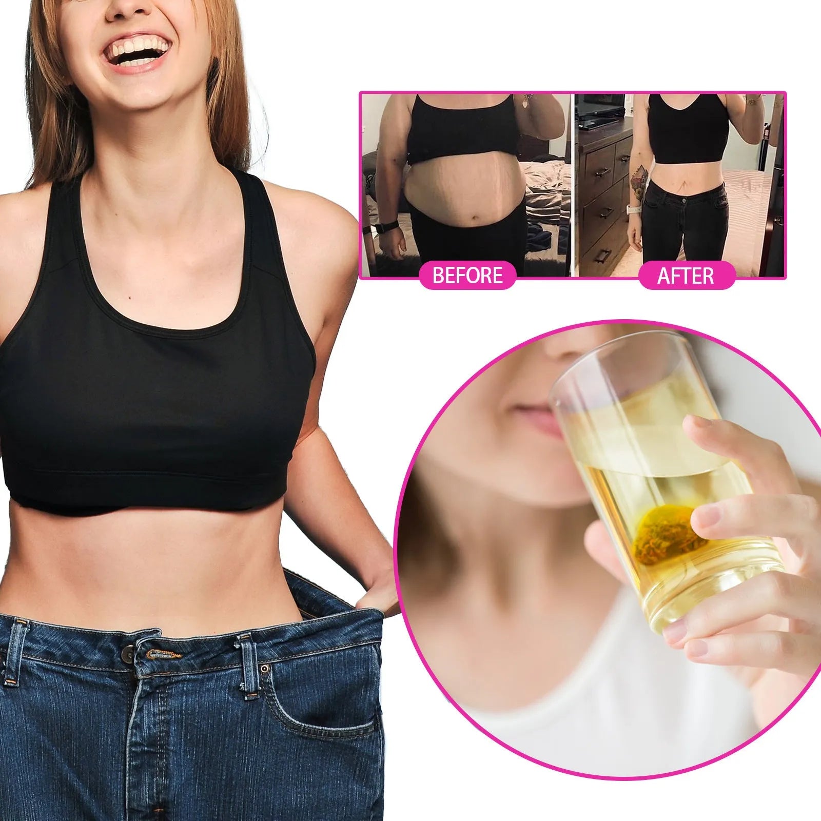 Green tea body care slimming kit with 28 tea bags for belly contracting and firming