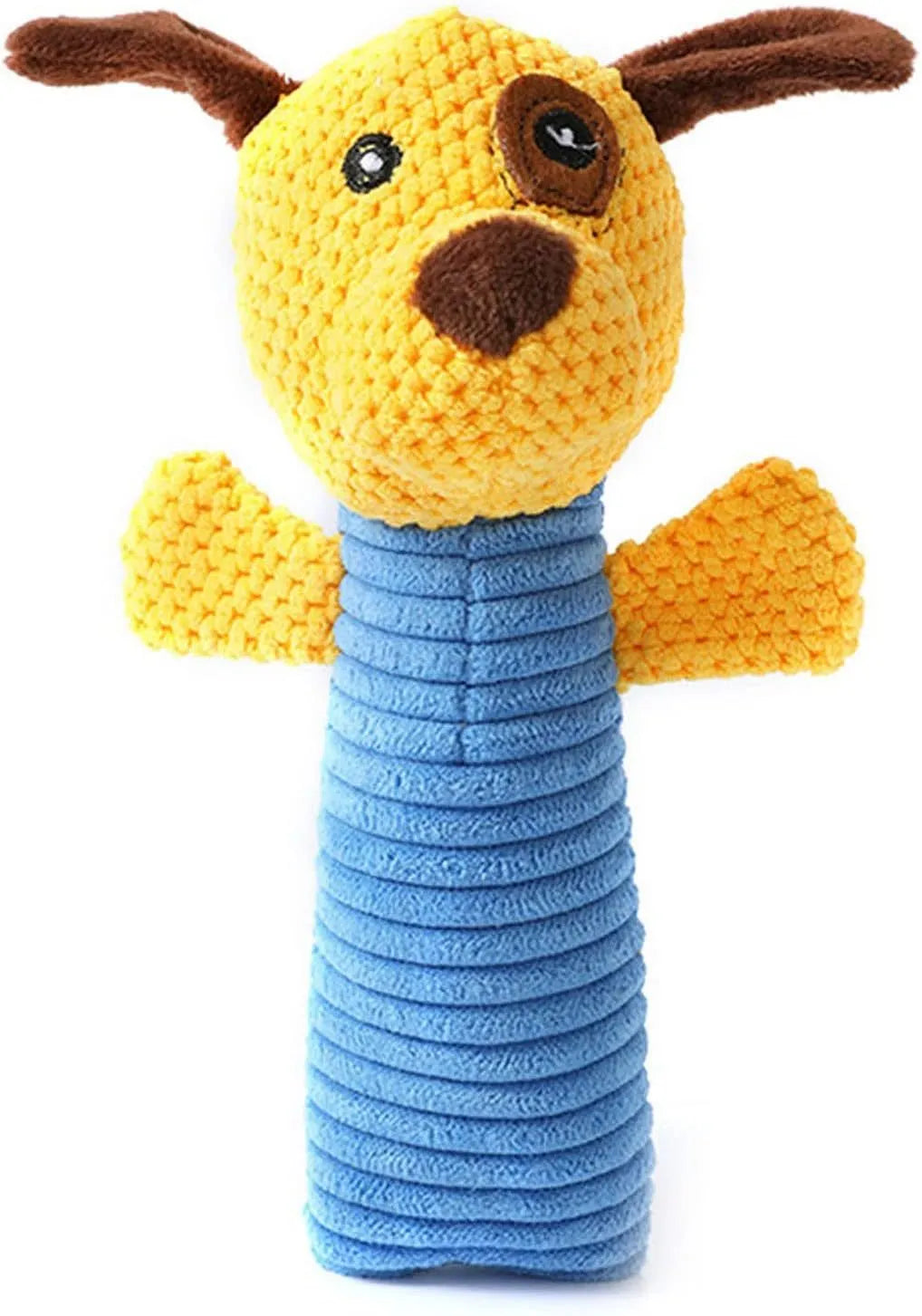 Squeaky stuffed animal dog chew toy in calves, frogs or puppies design, 19cm length