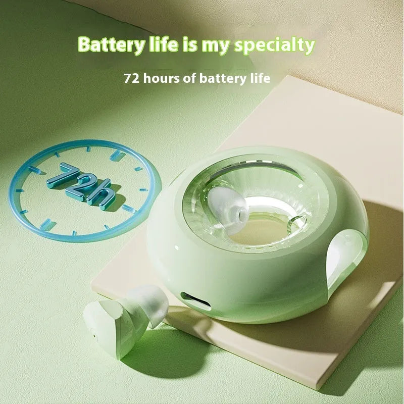 Tws Mini Stereo Donut Bluetooth Headset wireless in-ear earphones with PVC earplugs in mint green colour