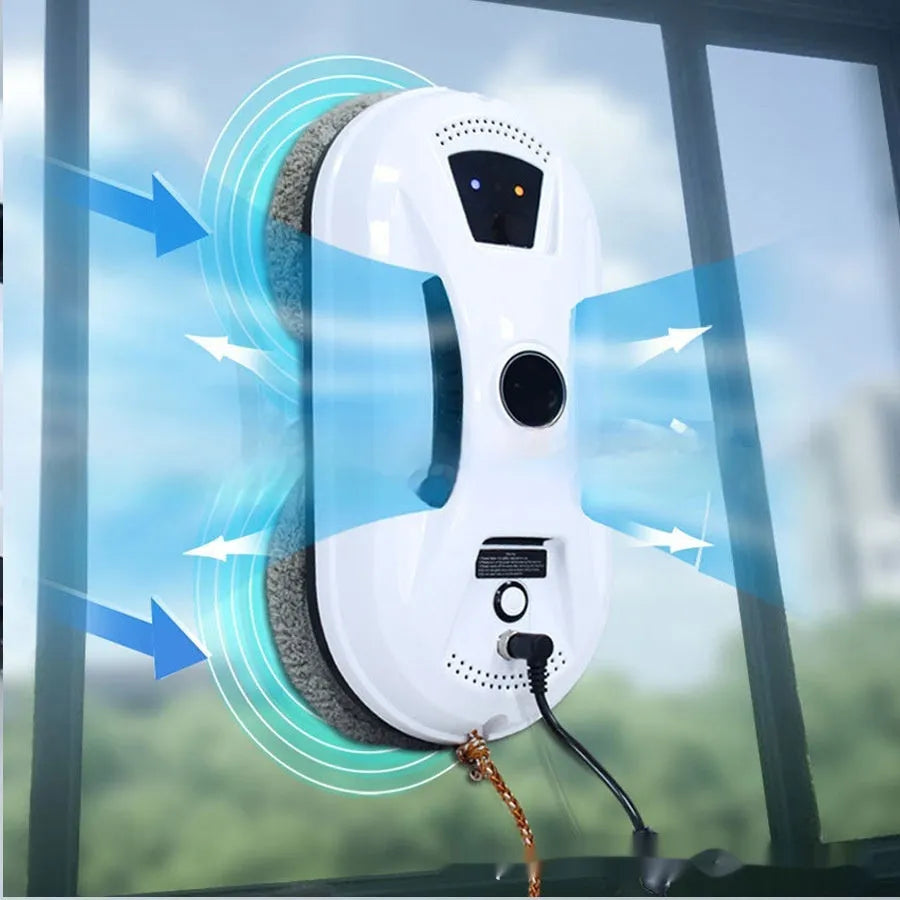 White automatic window cleaning robot HCR-02 with remote control, 28cm x 13cm