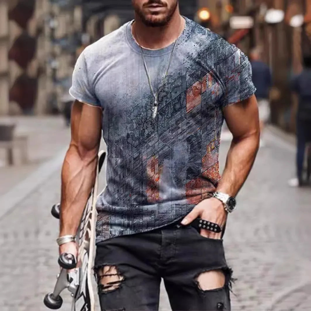 Men's camouflage print short-sleeve T-shirt in a loose fit